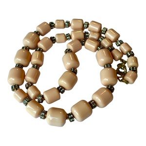 J. Crew Peach Acrylic Chunky Bead Necklace with Crystal Rhinestone Spacers